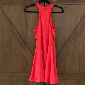 Orange High-Neck Satin Dress